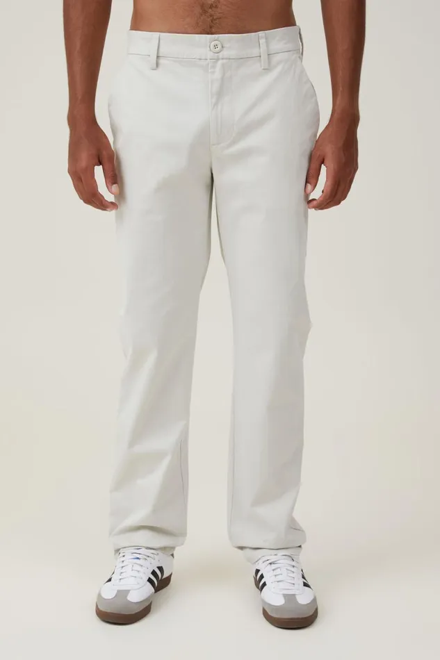Men Pants Cotton On Regular Straight Chino Washed Stone