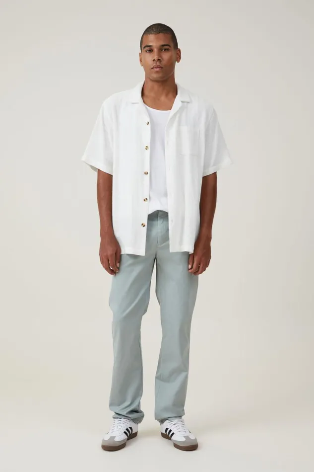 Men Pants Cotton On Regular Straight Chino Washed Teal