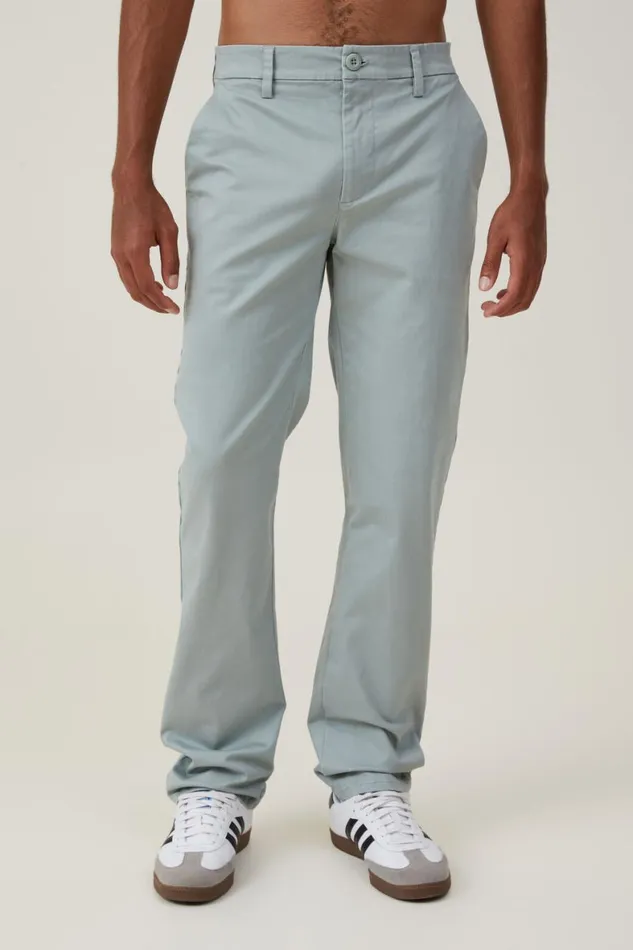 Men Pants Cotton On Regular Straight Chino Washed Teal