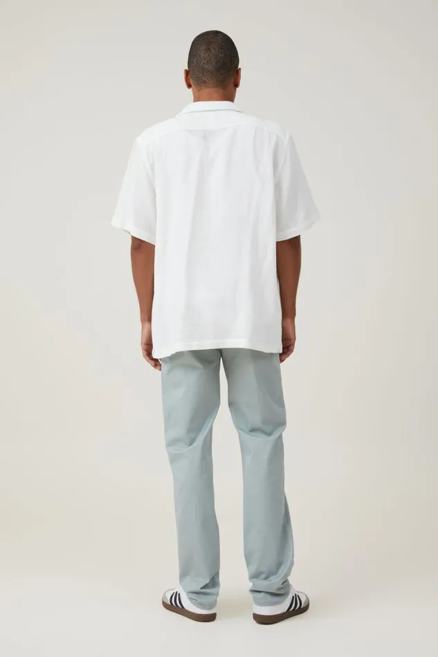 Men Pants Cotton On Regular Straight Chino Washed Teal