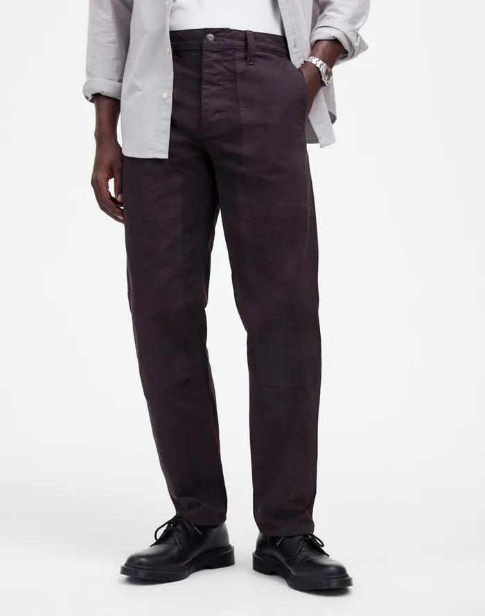 Men Pants Madewell Relaxed Straight Workwear Pants Black Coal