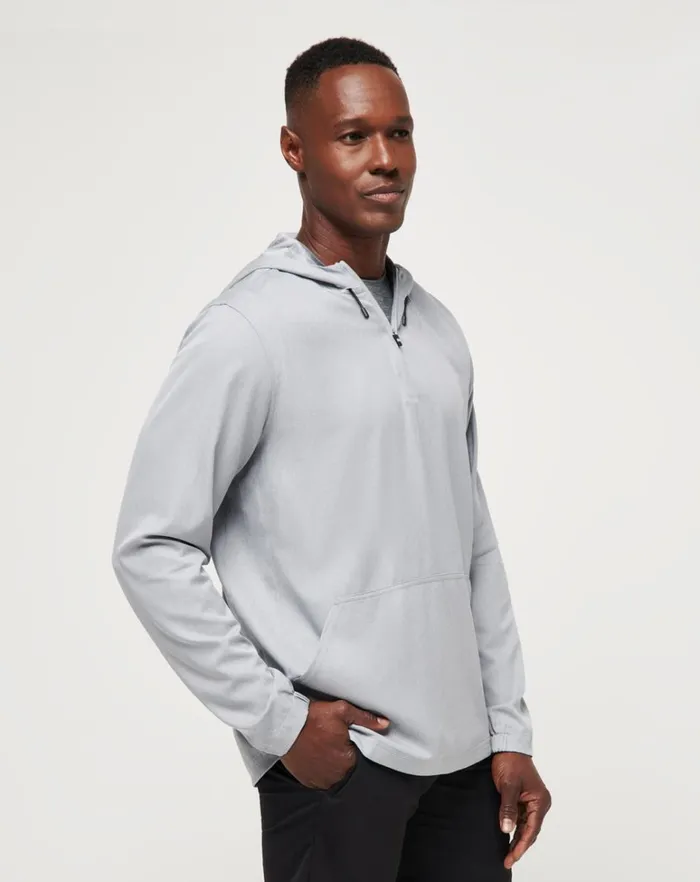 Men Quarter Zips TravisMathew TECH HOODIE QUARTER ZIP Heather Sleet Floral Men Quarter Zips TravisMathew TECH HOODIE QUARTER ZIP Heather Sleet Floral