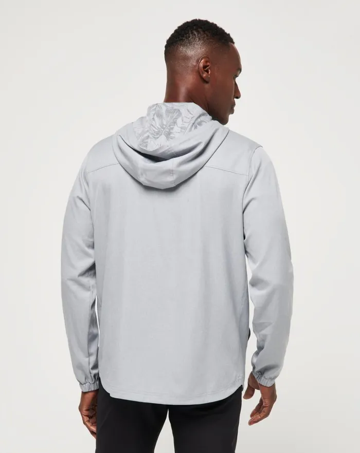 Men Quarter Zips TravisMathew TECH HOODIE QUARTER ZIP Heather Sleet Floral Men Quarter Zips TravisMathew TECH HOODIE QUARTER ZIP Heather Sleet Floral