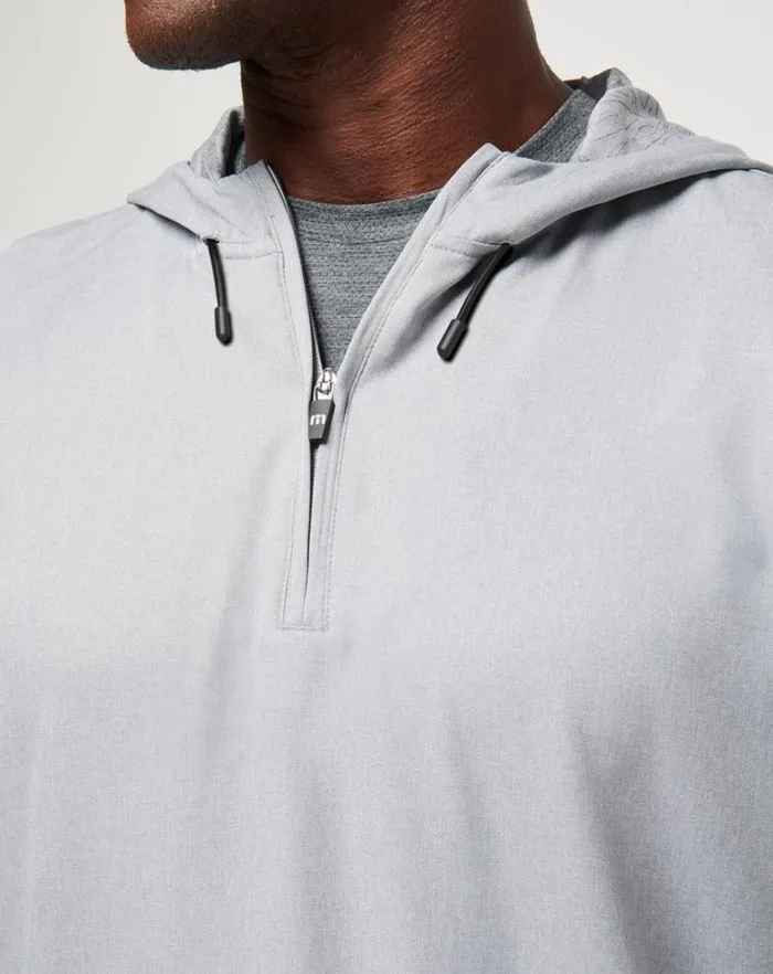 Men Quarter Zips TravisMathew TECH HOODIE QUARTER ZIP Heather Sleet Floral Men Quarter Zips TravisMathew TECH HOODIE QUARTER ZIP Heather Sleet Floral