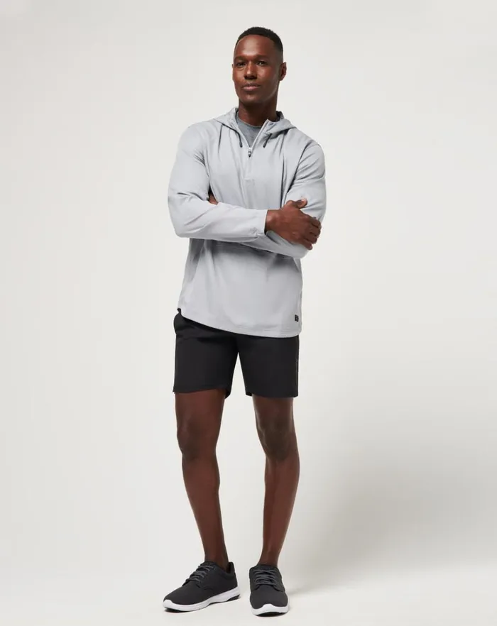 Men Quarter Zips TravisMathew TECH HOODIE QUARTER ZIP Heather Sleet Floral Men Quarter Zips TravisMathew TECH HOODIE QUARTER ZIP Heather Sleet Floral
