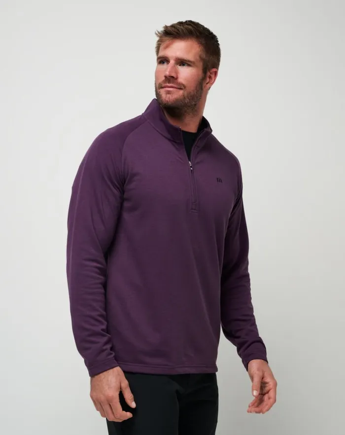 Men Quarter Zips TravisMathew UPGRADED QUARTER ZIP Plum Men Quarter Zips TravisMathew UPGRADED QUARTER ZIP Plum