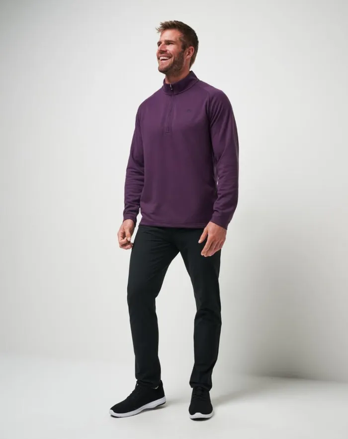 Men Quarter Zips TravisMathew UPGRADED QUARTER ZIP Plum Men Quarter Zips TravisMathew UPGRADED QUARTER ZIP Plum
