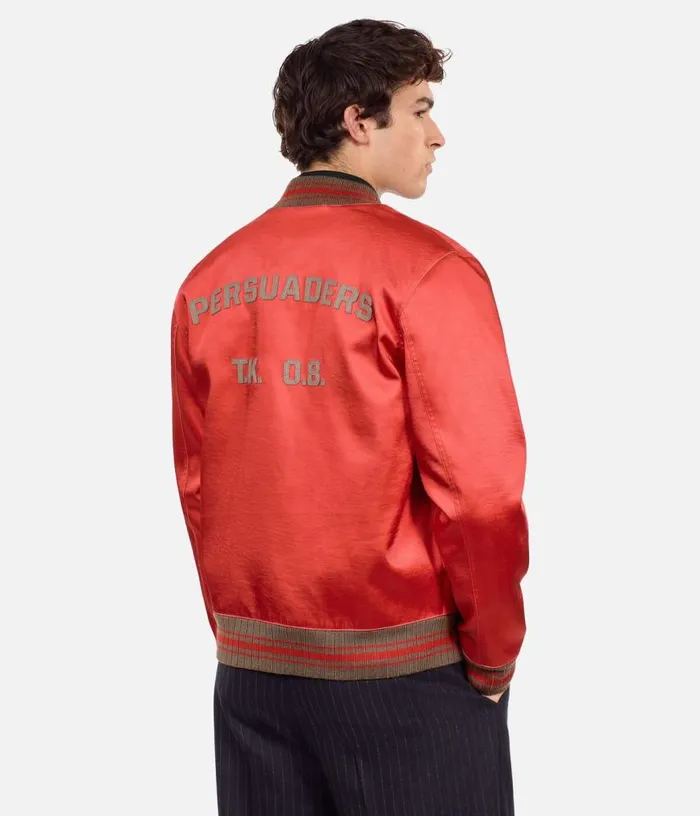 Men Red Satin Jacket With Patches THE KOOPLES Coats and Jackets
