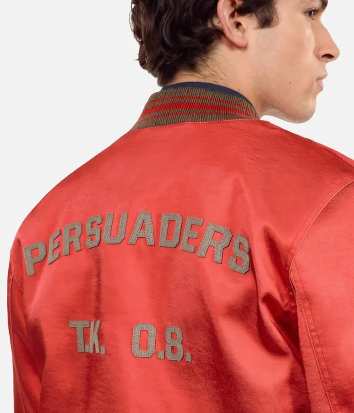 Men Red Satin Jacket With Patches THE KOOPLES Coats and Jackets