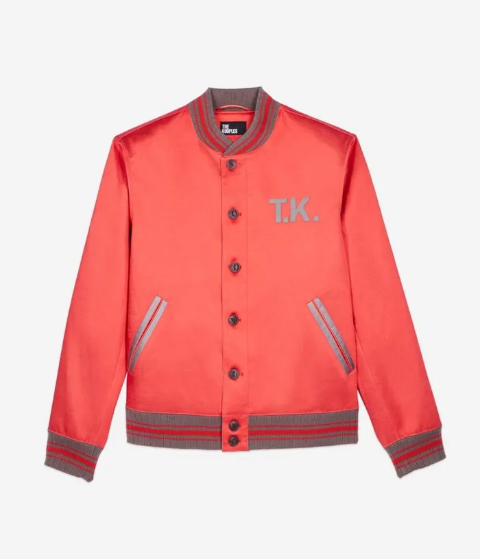 Men Red Satin Jacket With Patches THE KOOPLES Coats and Jackets