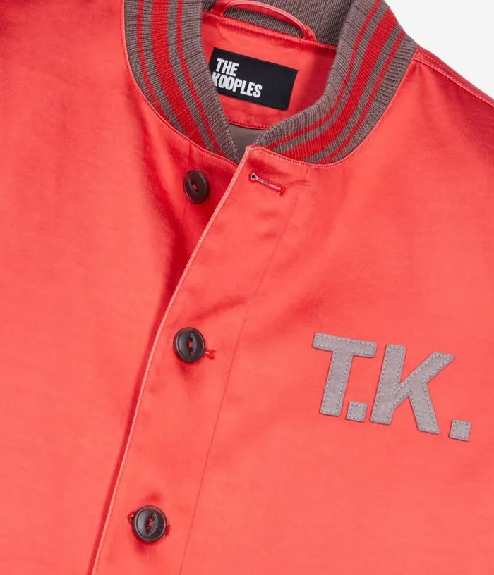 Men Red Satin Jacket With Patches THE KOOPLES Coats and Jackets