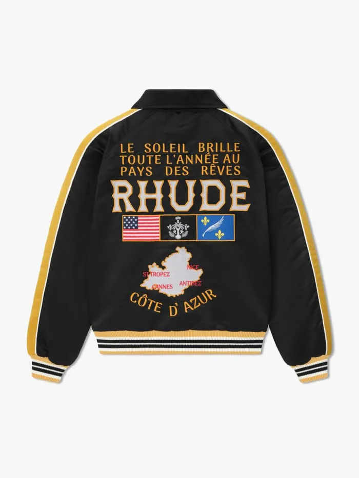 Men Rhude Outerwear LE SOLEIL SATIN BOMBER Blackmustard