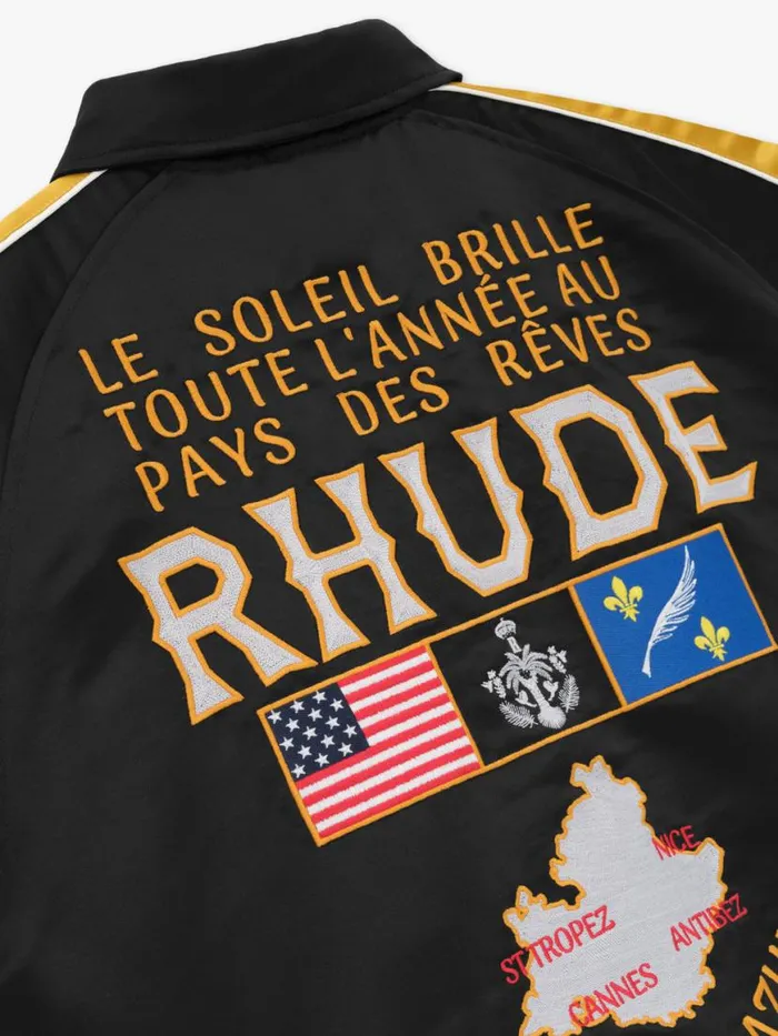 Men Rhude Outerwear LE SOLEIL SATIN BOMBER Blackmustard