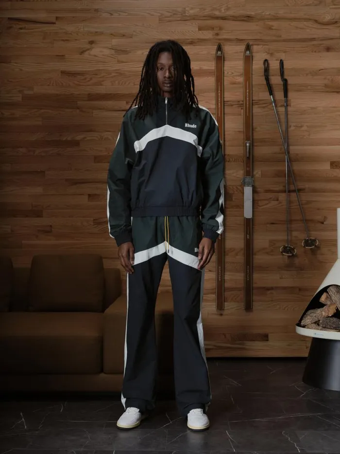 Men Rhude Pants MOTORSPORT TRACK PANT Blackwhite