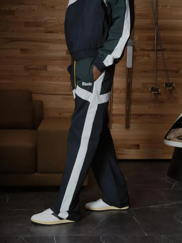 Men Rhude Pants MOTORSPORT TRACK PANT Blackwhite