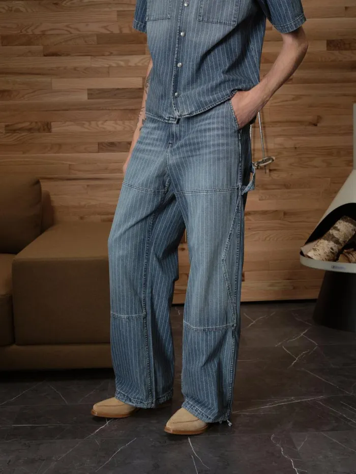 Men Rhude Pants WABASH DENIM REZA DOUBLE KNEE Indigo