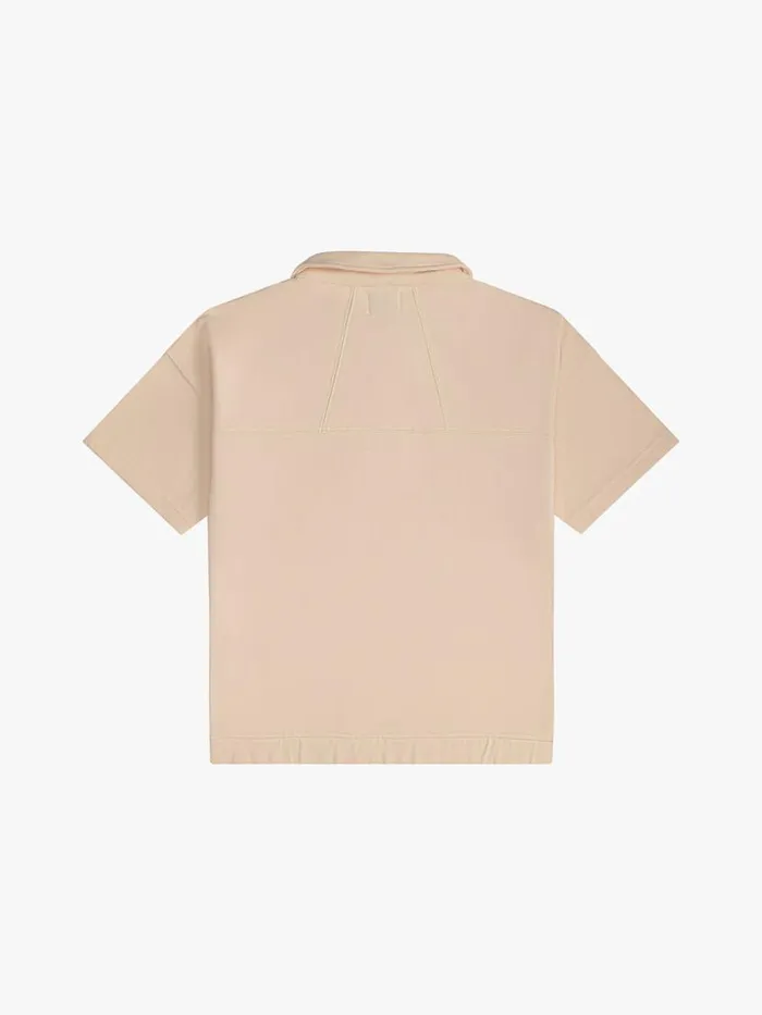 Men Rhude Shirts PIQUE SNAP SHORT SLEEVE POLO Cream
