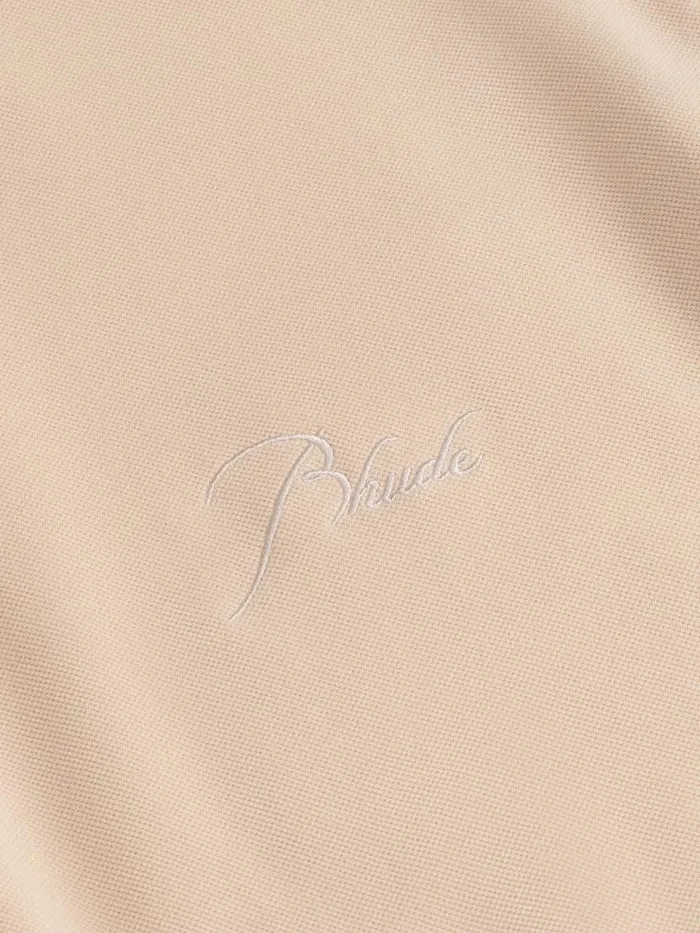 Men Rhude Shirts PIQUE SNAP SHORT SLEEVE POLO Cream