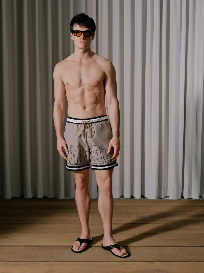 Men Rhude Shorts BASKETBALL SWIM TRUNKS Khakiwhite