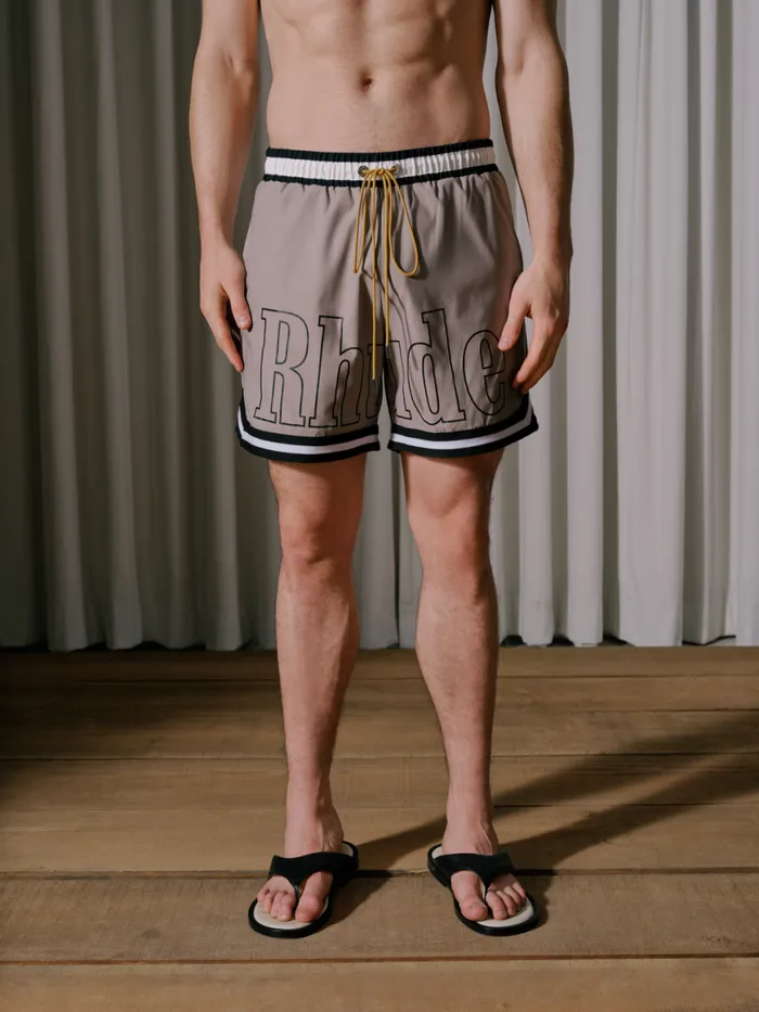 Men Rhude Shorts BASKETBALL SWIM TRUNKS Khakiwhite