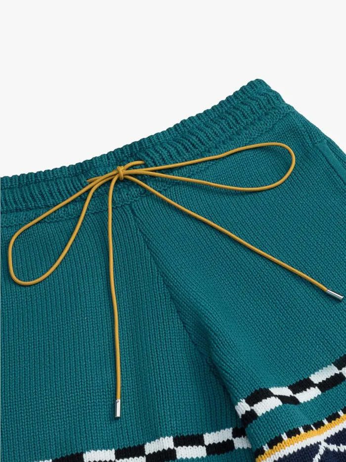 Men Rhude Shorts BATEAU KNIT SHORT Emeraldcremenavy