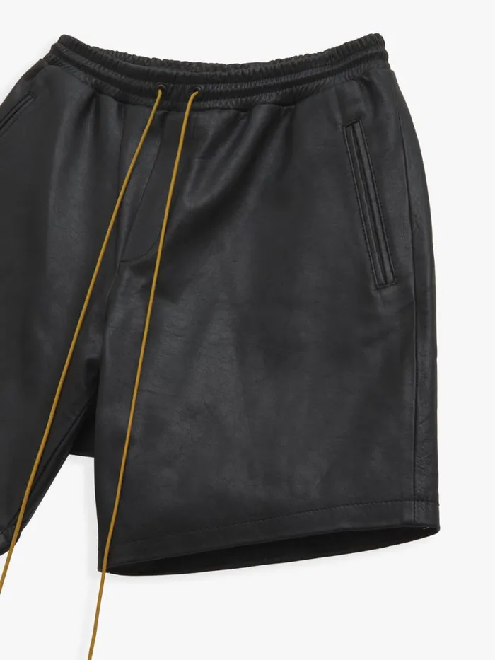 Men Rhude Shorts CIESTA LEATHER SHORTS Black
