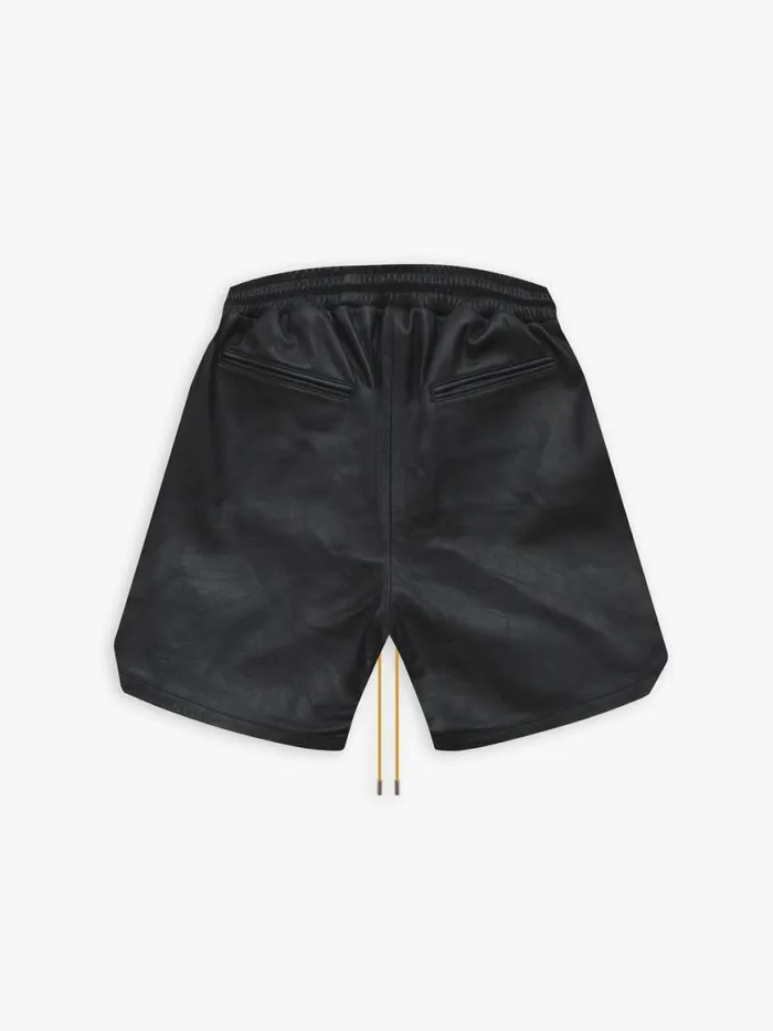 Men Rhude Shorts CIESTA LEATHER SHORTS Black