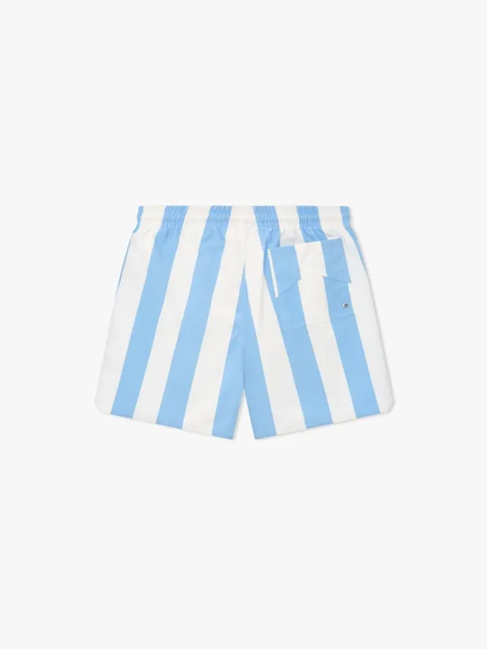 Men Rhude Shorts LOGO STRIPED TRUNKS Whitelight Blue