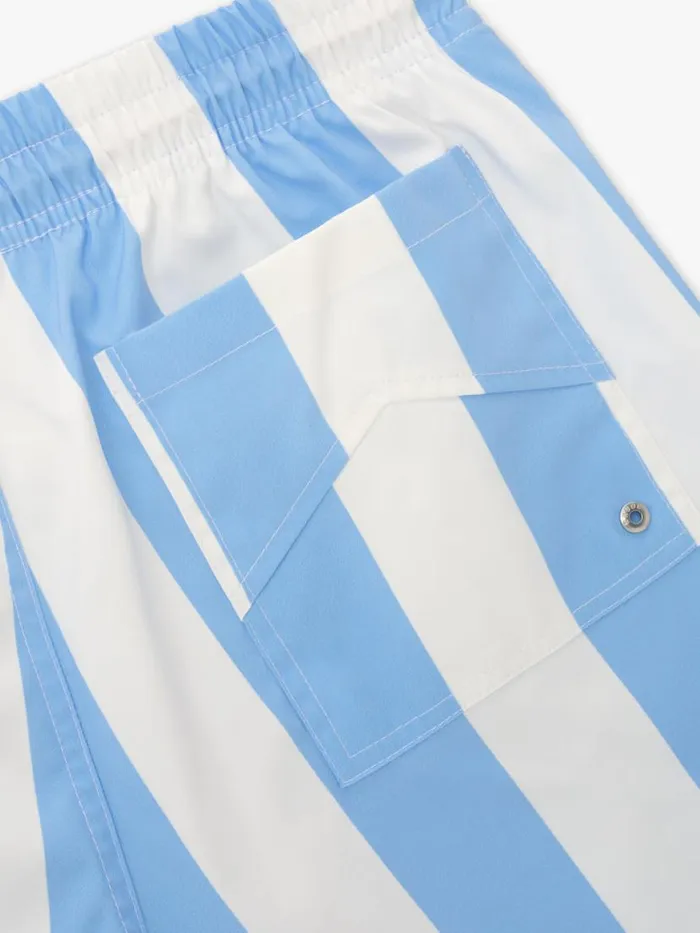 Men Rhude Shorts LOGO STRIPED TRUNKS Whitelight Blue