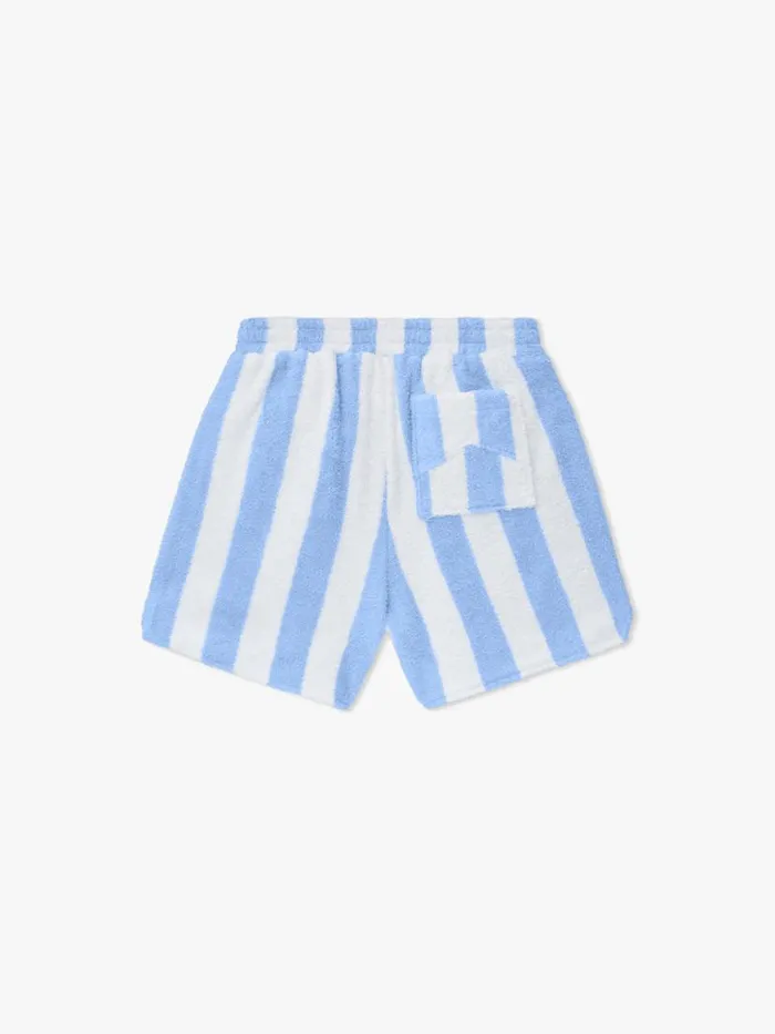 Men Rhude Shorts STRIPED LOOP TERRY SHORT Whitelight Blue