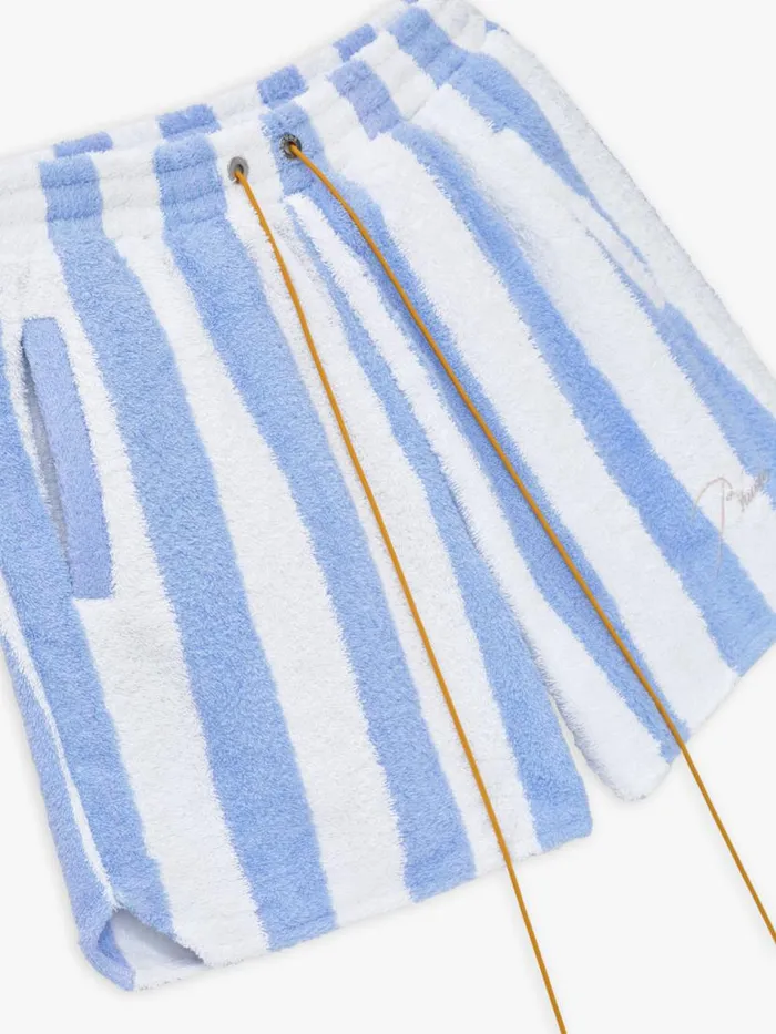 Men Rhude Shorts STRIPED LOOP TERRY SHORT Whitelight Blue