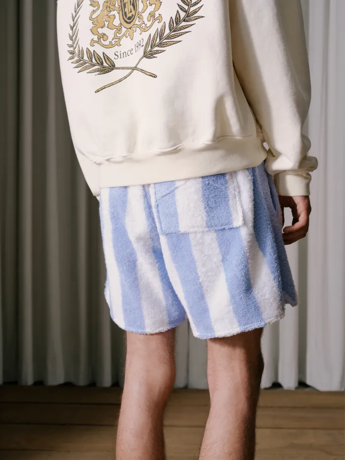 Men Rhude Shorts STRIPED LOOP TERRY SHORT Whitelight Blue
