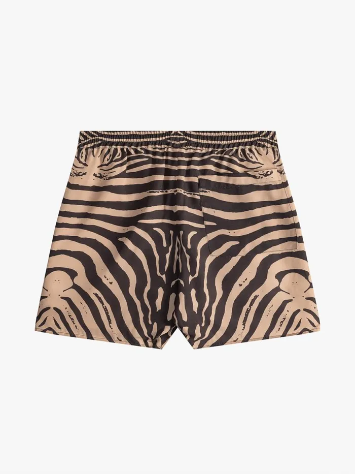 Men Rhude Shorts ZEBRA SILK SHORT Blacktan