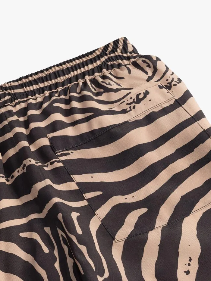Men Rhude Shorts ZEBRA SILK SHORT Blacktan