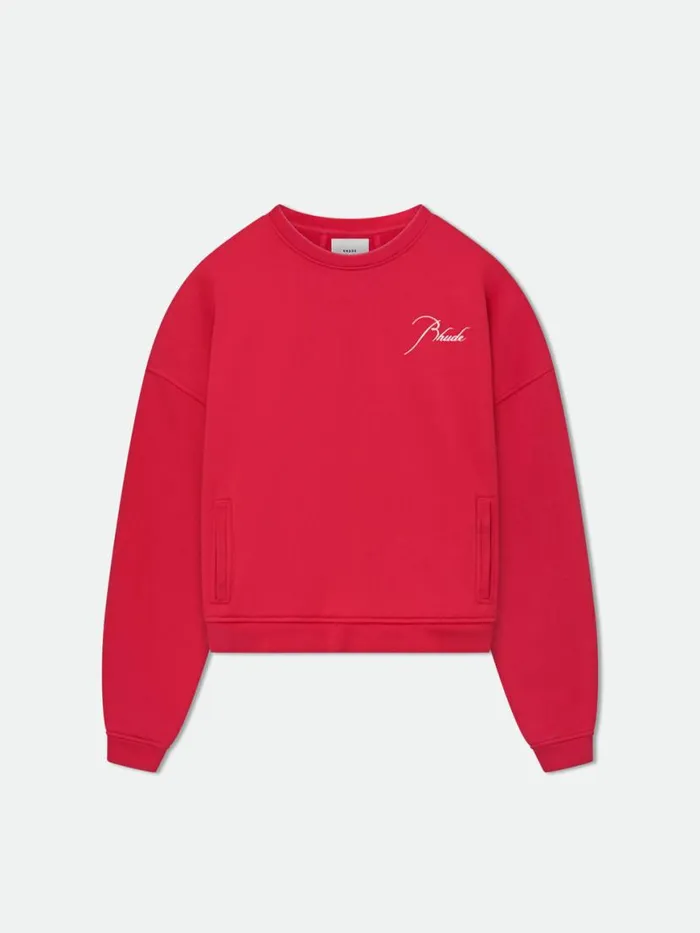Men Rhude Sweatshirts CLASSIC CREWNECK Vtg Red
