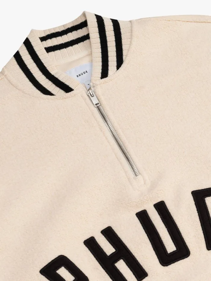 Men Rhude Sweatshirts QUARTERZIP VARSITY Creamblack
