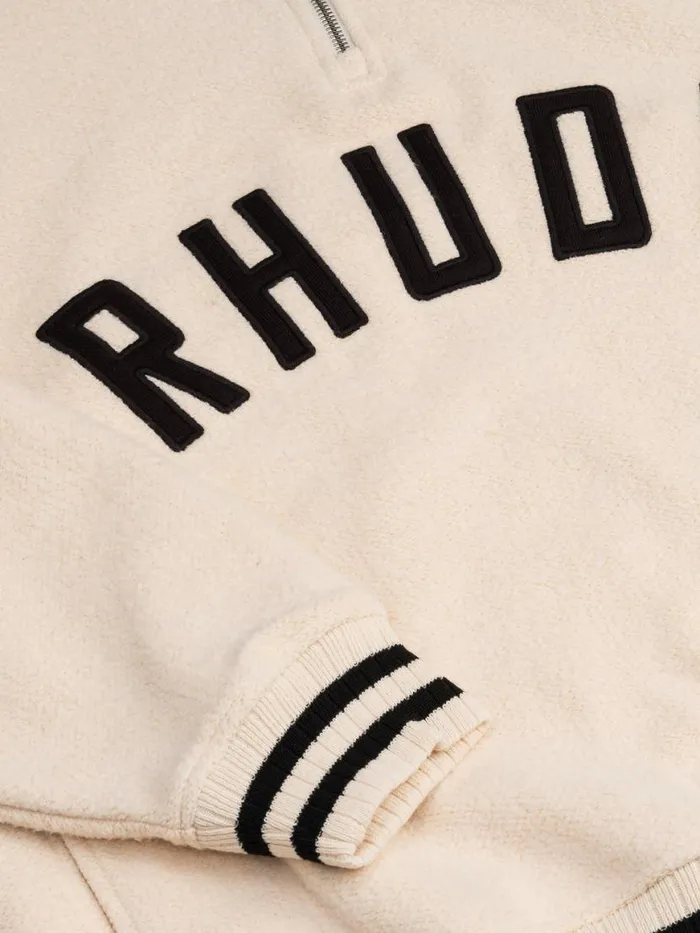 Men Rhude Sweatshirts QUARTERZIP VARSITY Creamblack