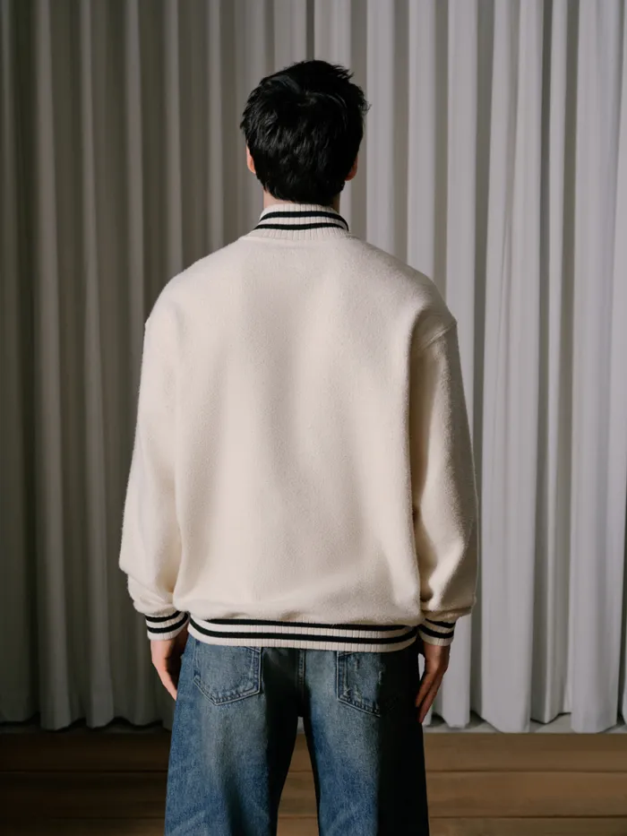 Men Rhude Sweatshirts QUARTERZIP VARSITY Creamblack