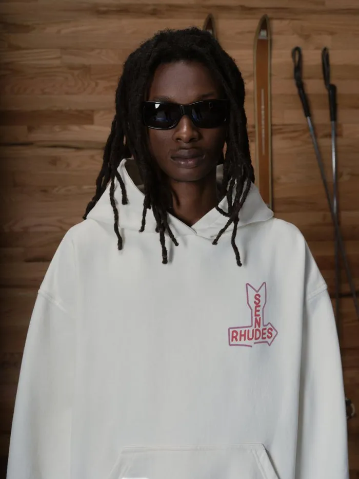 Men Rhude Sweatshirts SEND S HOODIE Vtg White