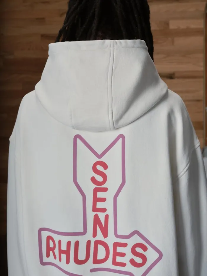 Men Rhude Sweatshirts SEND S HOODIE Vtg White