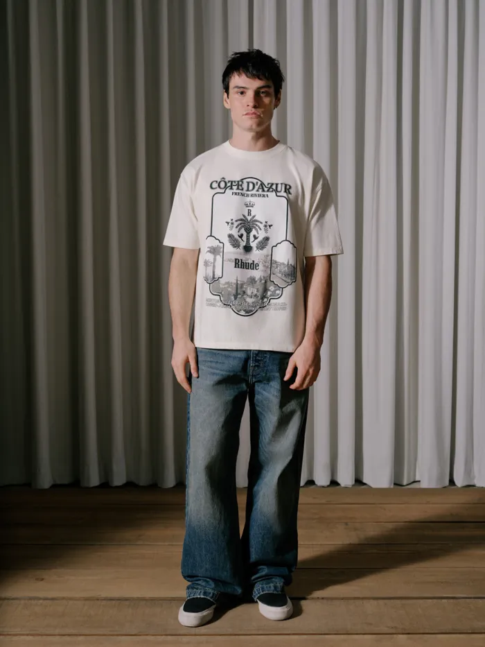 Men Rhude Tees AZUR MIRROR TEE Vtg White Men Rhude Tees AZUR MIRROR TEE Vtg White