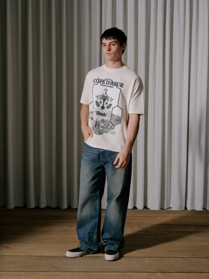 Men Rhude Tees AZUR MIRROR TEE Vtg White Men Rhude Tees AZUR MIRROR TEE Vtg White