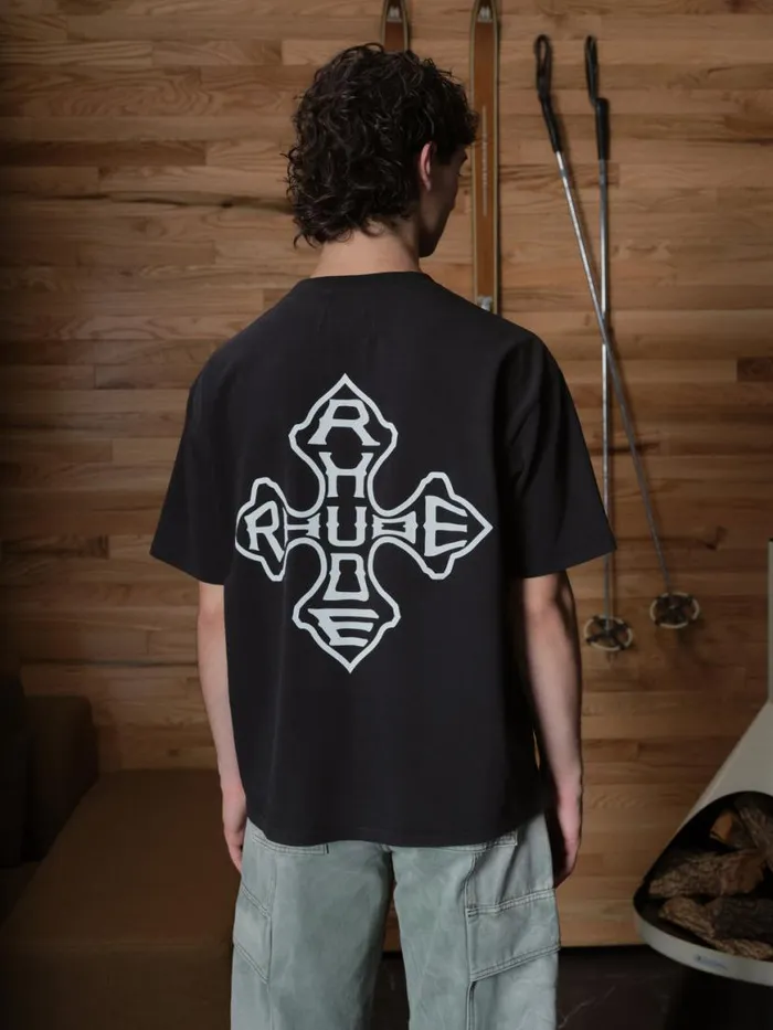 Men Rhude Tees CROSS TEE Vtg Black