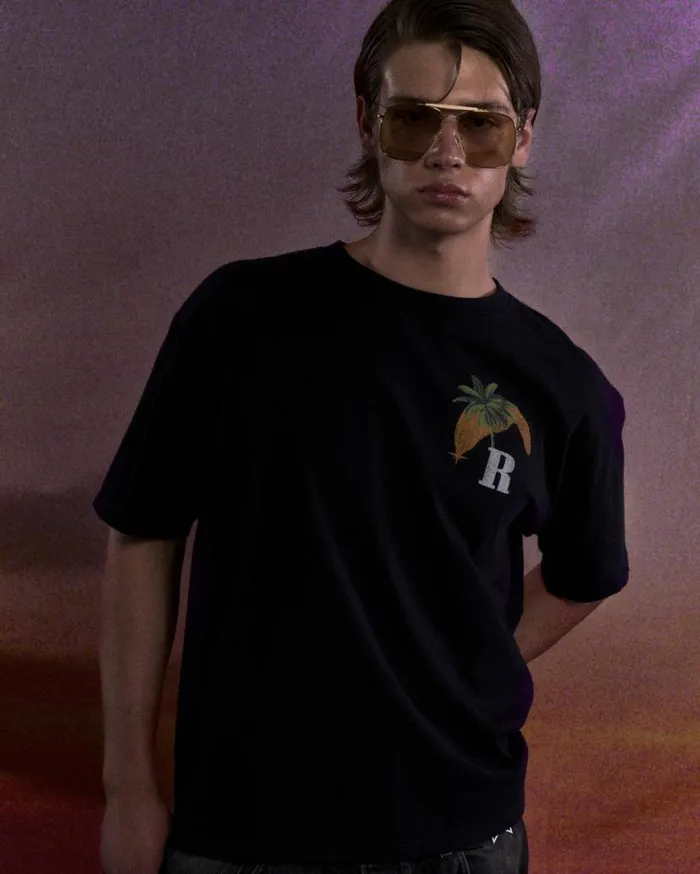 Men Rhude Tees MIAMI GP MOONLIGHT TEE Vtg Black