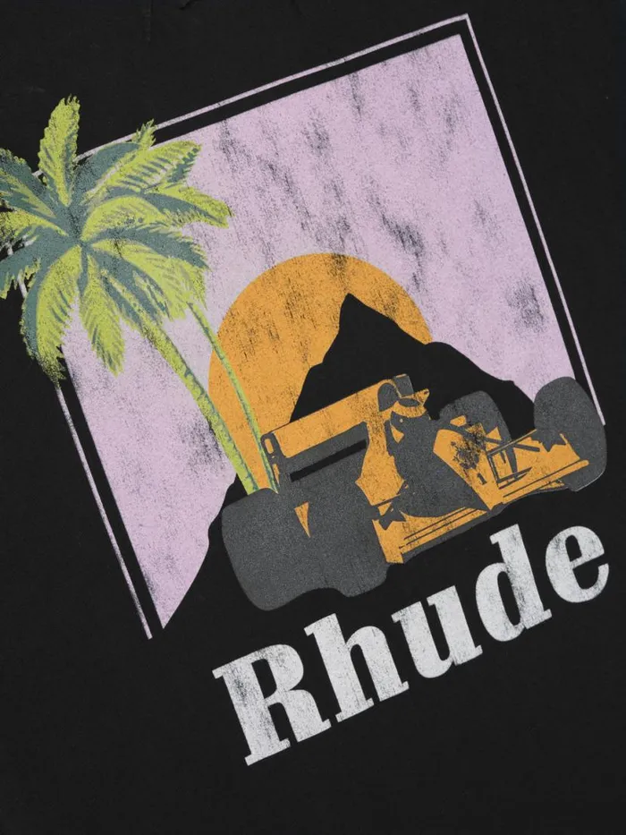 Men Rhude Tees MIAMI GP MOONLIGHT TEE Vtg Black