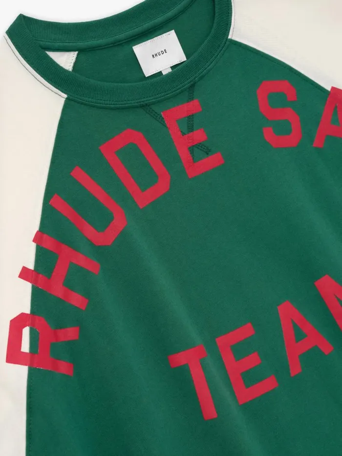 Men Rhude Tees OIL CORP RAGLAN TEE Vtg Green Vtg Offwhite