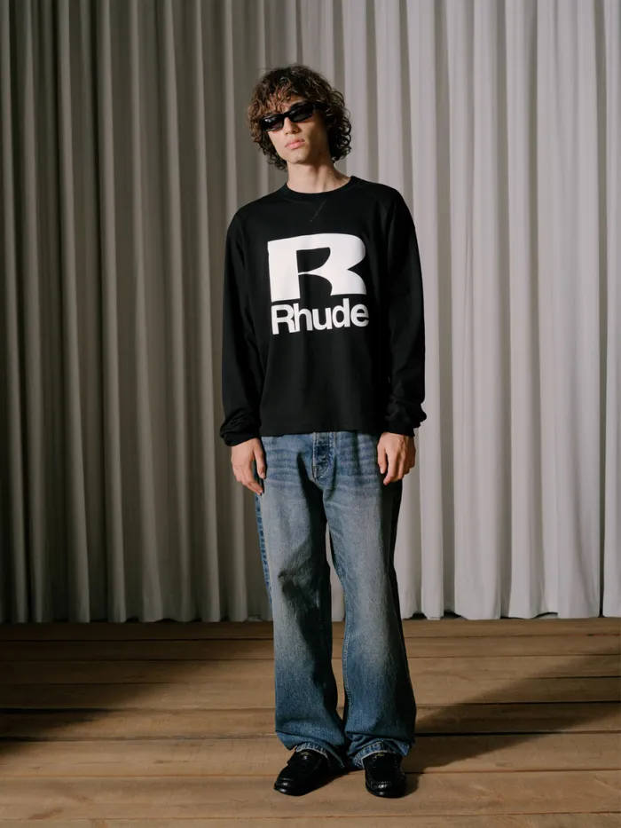 Men Rhude Tees PETROL LS TEE Black