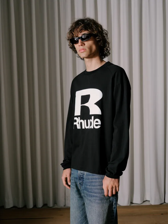 Men Rhude Tees PETROL LS TEE Black