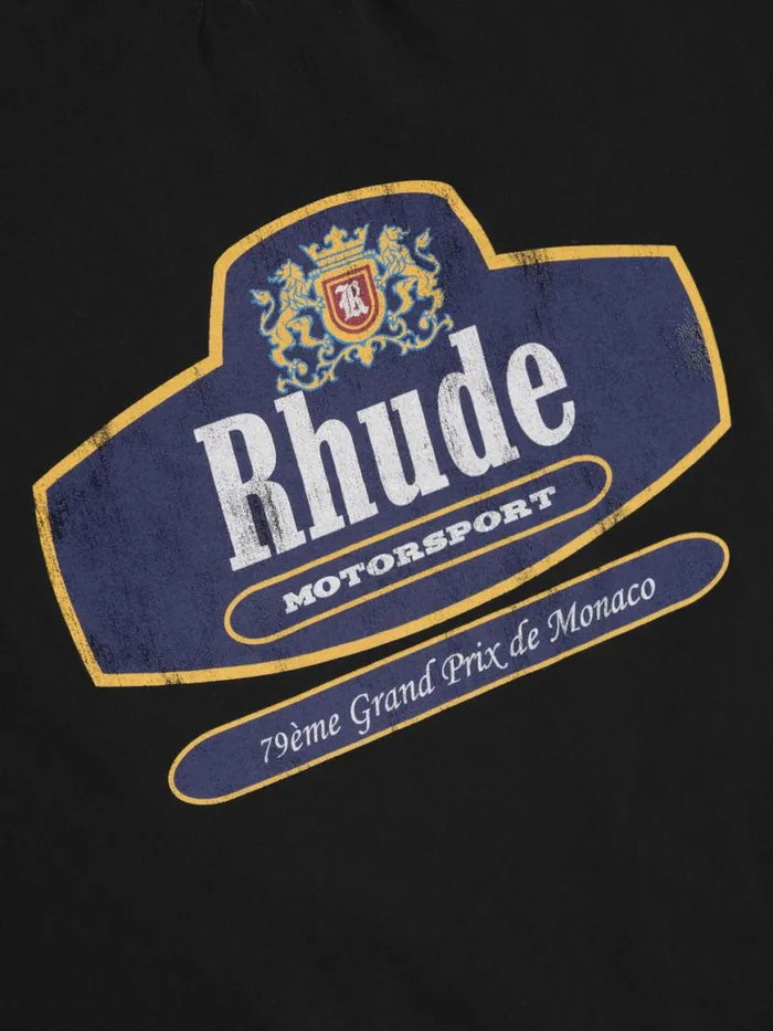 Men Rhude Tees RACING CREST TEE Black Men Rhude Tees RACING CREST TEE Black