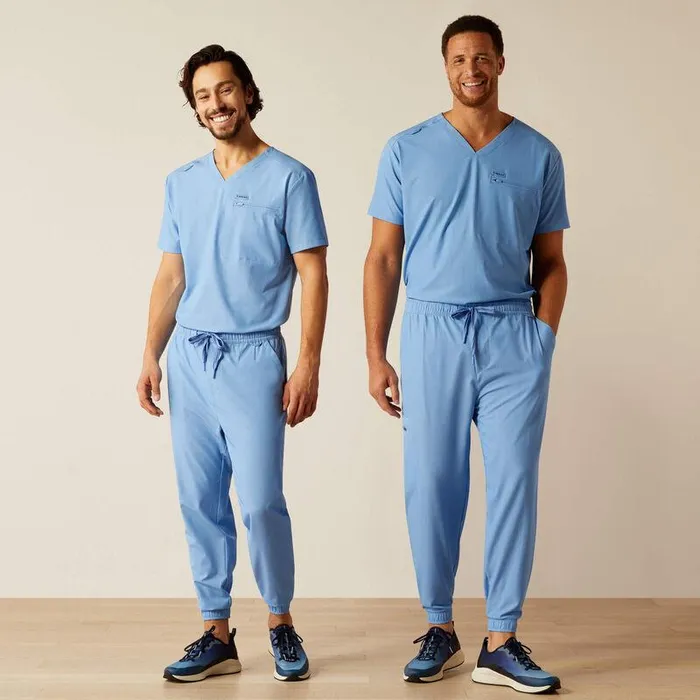 Men Scrubs Ariat Drew Cargo Stretch Jogger Scrub Pant Light Blue Heather